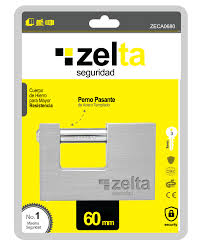 CANDADO PERNO PASANTE 60mm CROMADO ZELTA